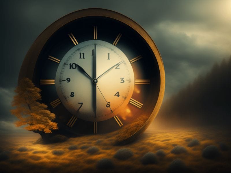 Zeit im Wandel, eine Kfreie Kreation einer Uhr mit Darstellung vom Wandel